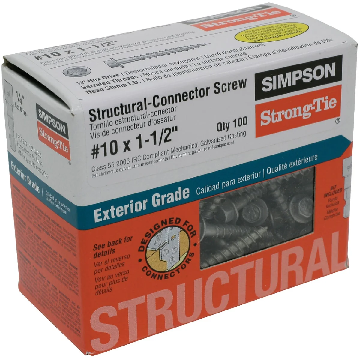 Unique Simpson Strong-Tie 10 1-1 2 In. Hex Structure Screw 100 Ct. Genuine