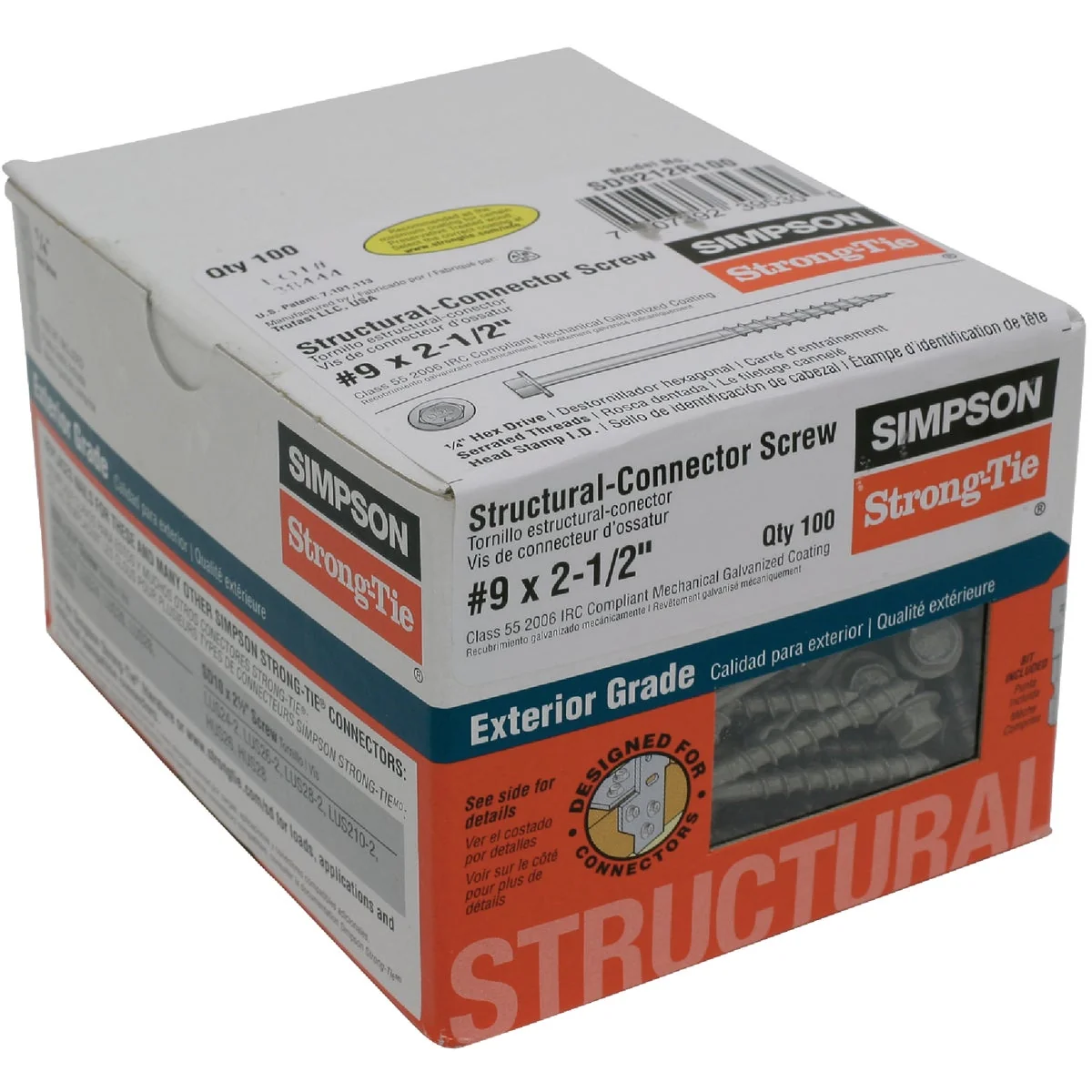 Advanced Simpson Strong-Tie 9 2-1 2 In. Hex Structure Screw 100 Ct. Certified