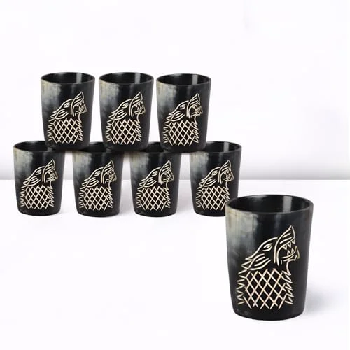 Elegant Viking Horn Shot Glasses Set of 8 8 Count Solid