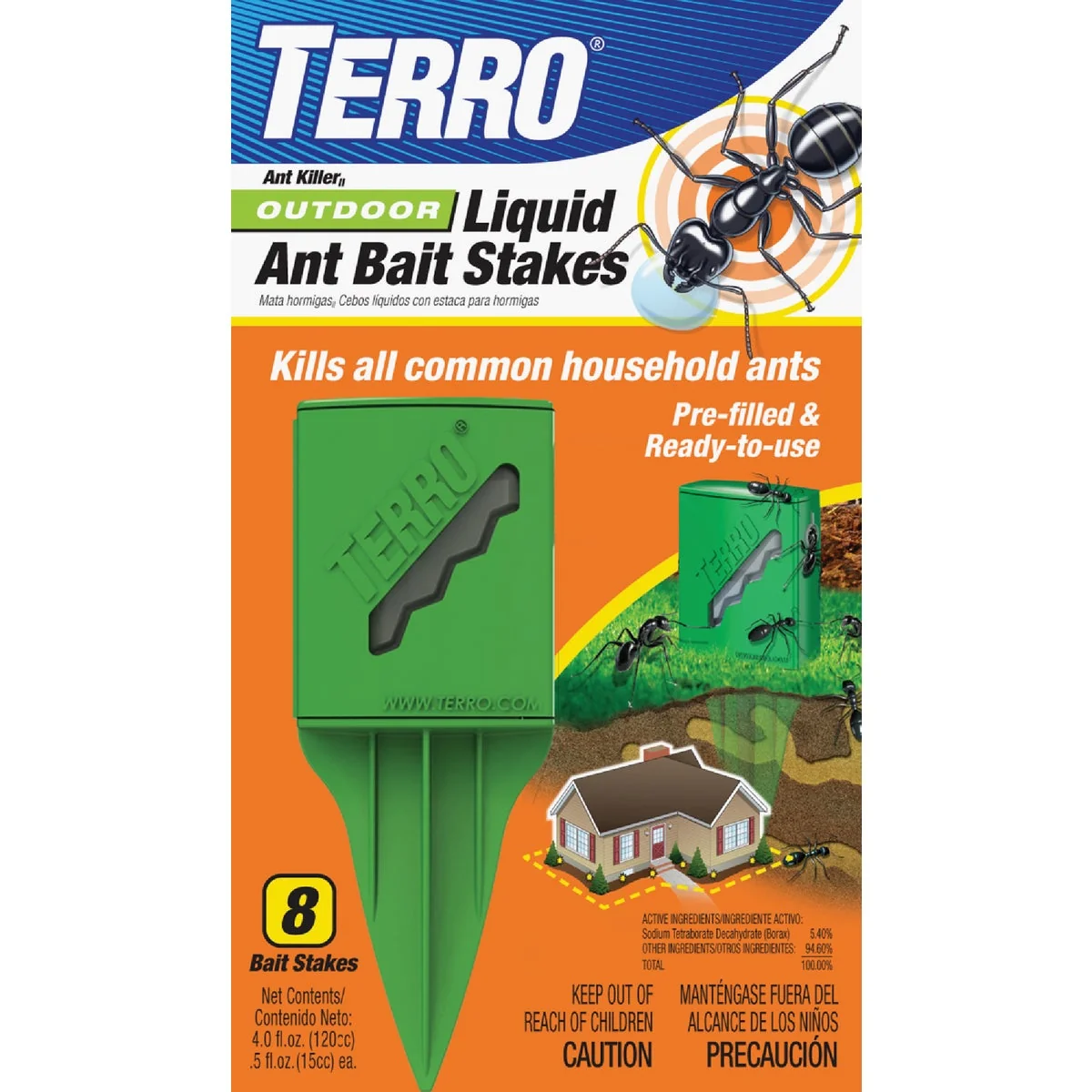 Organic Terro 4 Oz. Outdoor Liquid Ant Bait Stake 8-Pack Contemporary