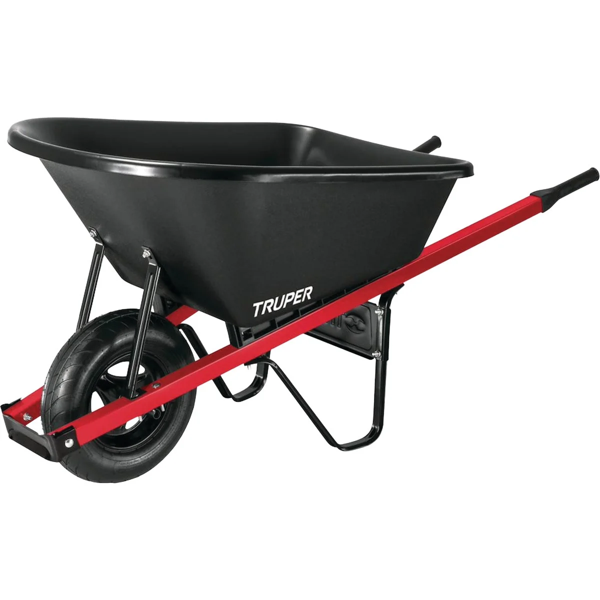 Green Truper 6 Cu. Ft. Poly Wheelbarrow with Steel Handle Fine