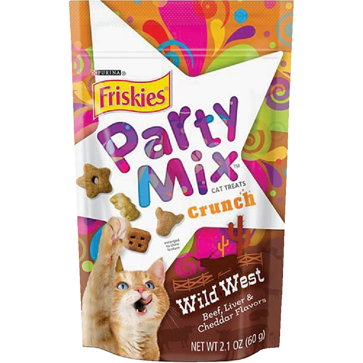 Selected Purina Party Mix Wild West-Beef Liver Cheddar 2.1 Oz. Cat Treat Detailed