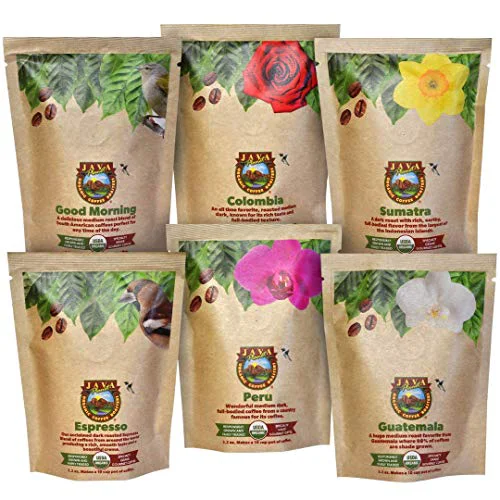 Recyclable Low Acid Organic Coffee Gift Sampler Set 19.2 Ounce Practical