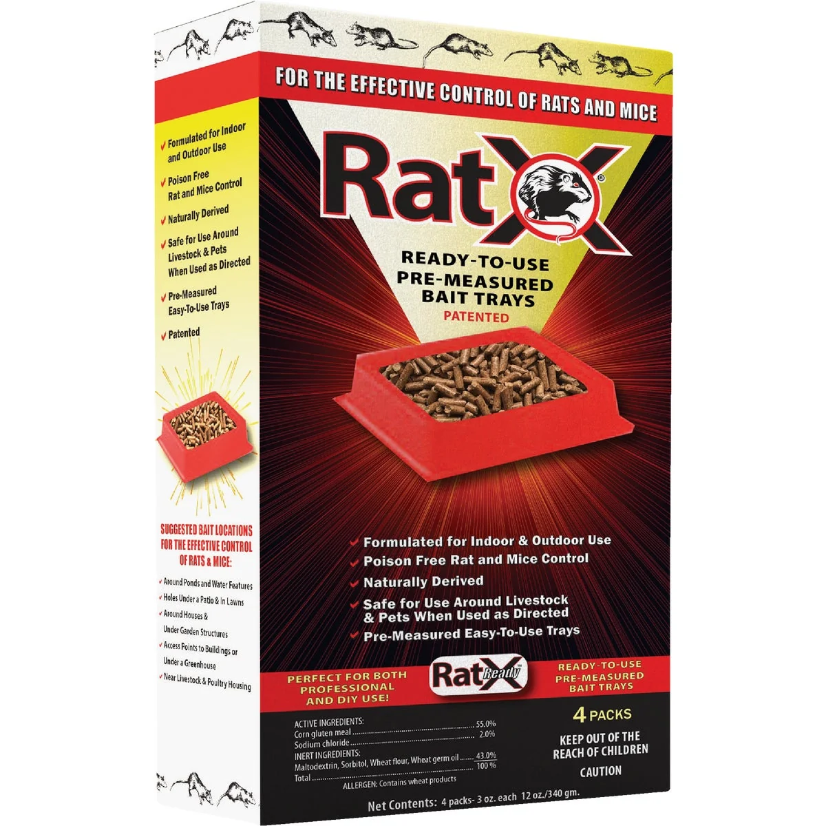 Top-Quality RatX Disposable Rat Mouse Pre-Measured Bait Tray 4-Pack Selected