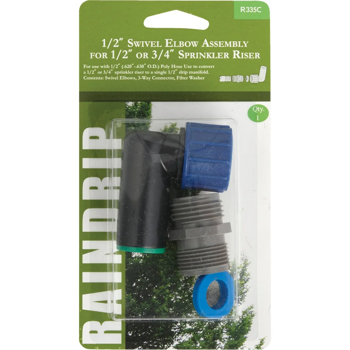 Green Raindrip 1 2 3 4 In. Tubing Swivel Elbow Assembly Artisan