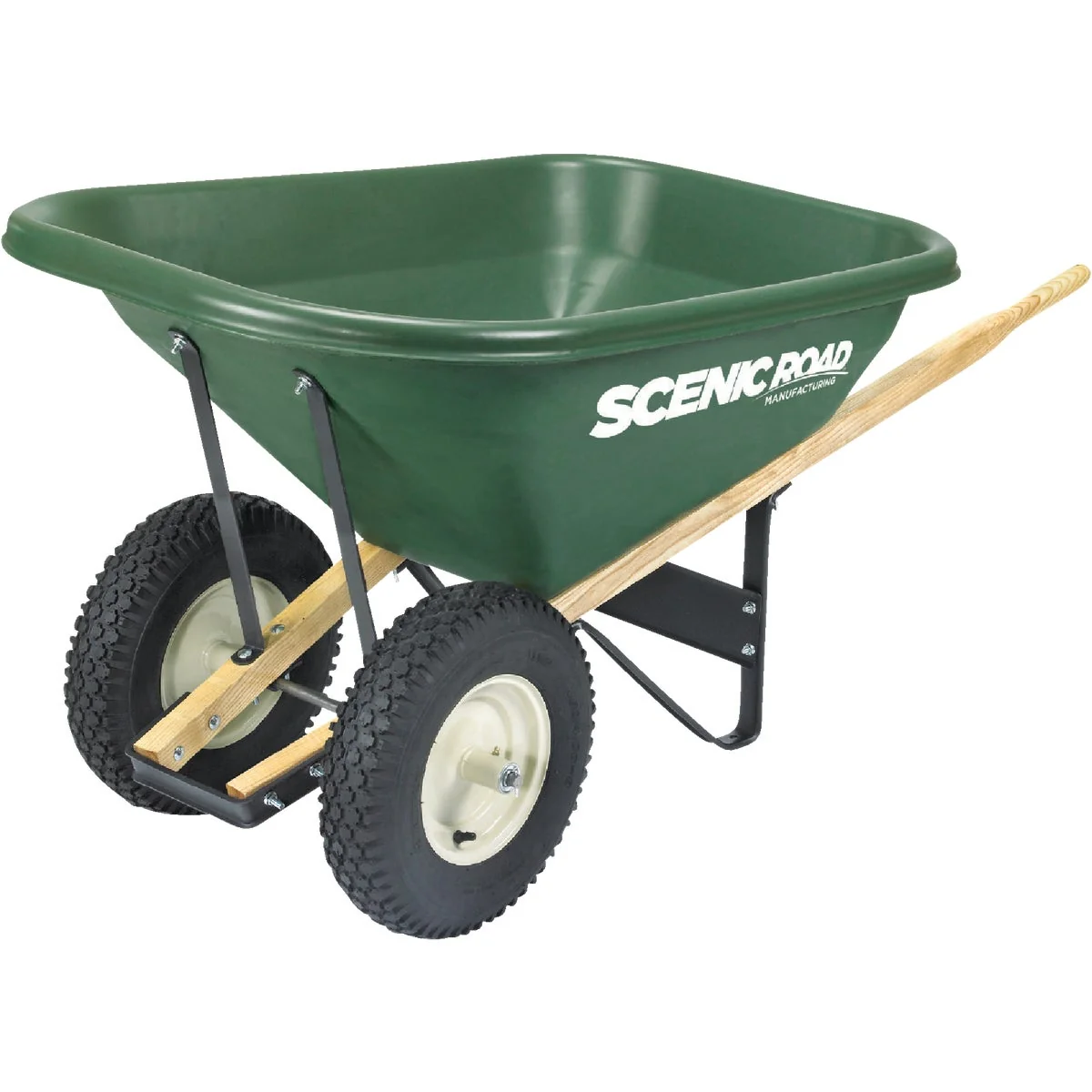 Crafted Scenic Road 8 Cu. Ft. Dual-Wheel Heavy Duty High-Density Poly Wheelbarrow Exclusive