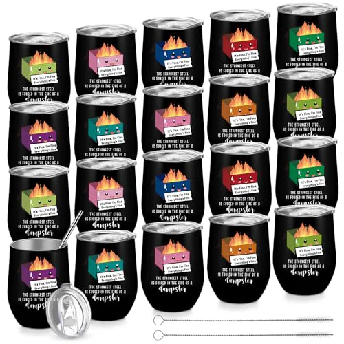 Dependable 20 Pcs Coworker Gift Dumpster Fire Tumbler with Straw Lid 20 Count Elite