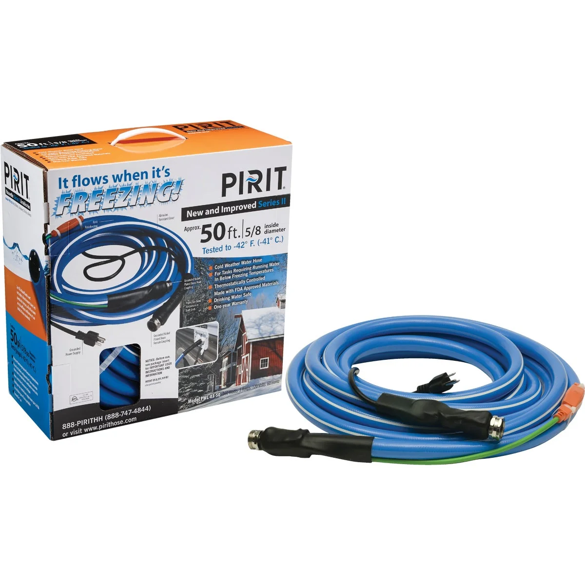 Expertly Made Pirit 5 8 In. Dia. x 50 Ft. L. Heated Water Hose Contemporary