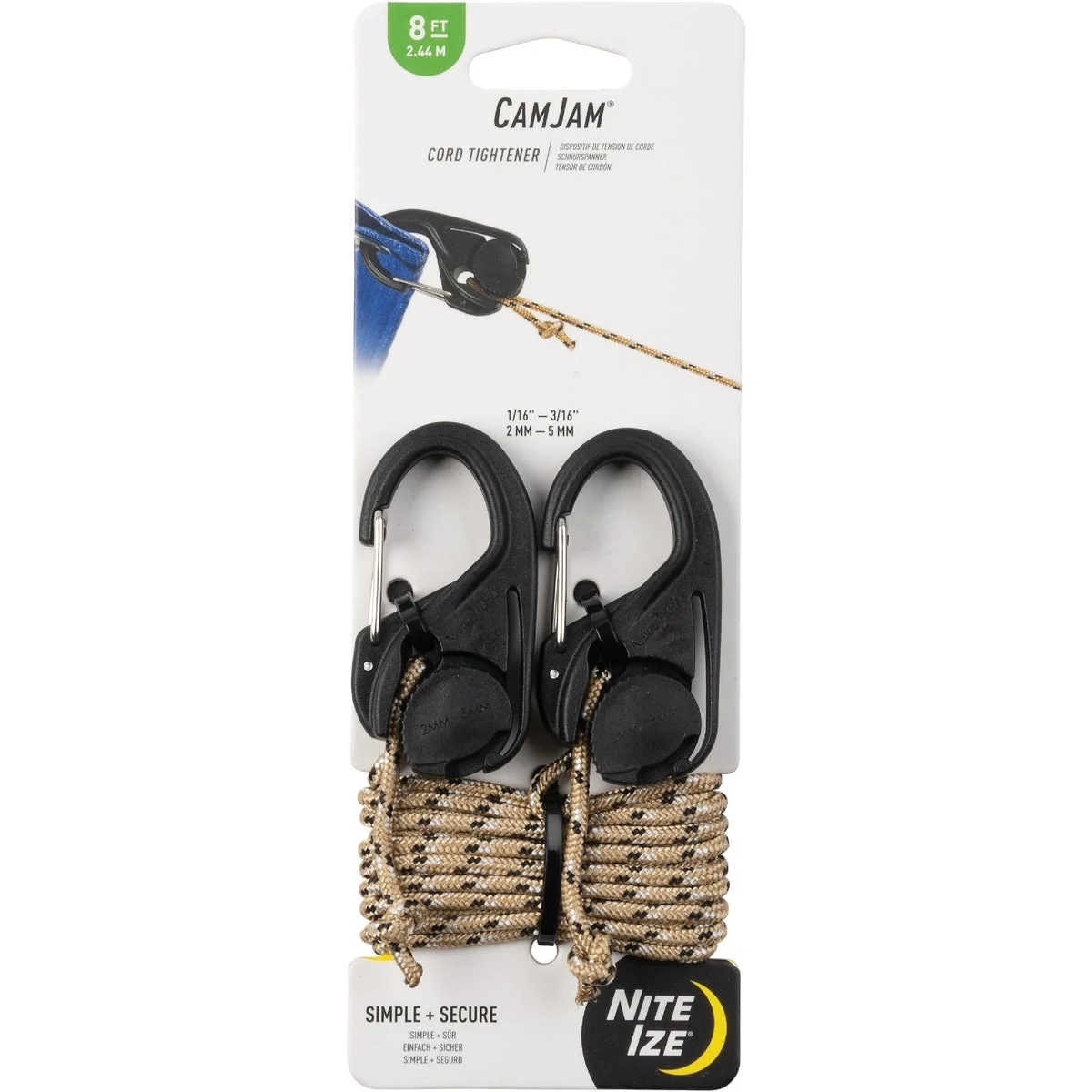 Exclusive Nite Ize CamJam Rope Tightener with Rope 2-Pack Superior