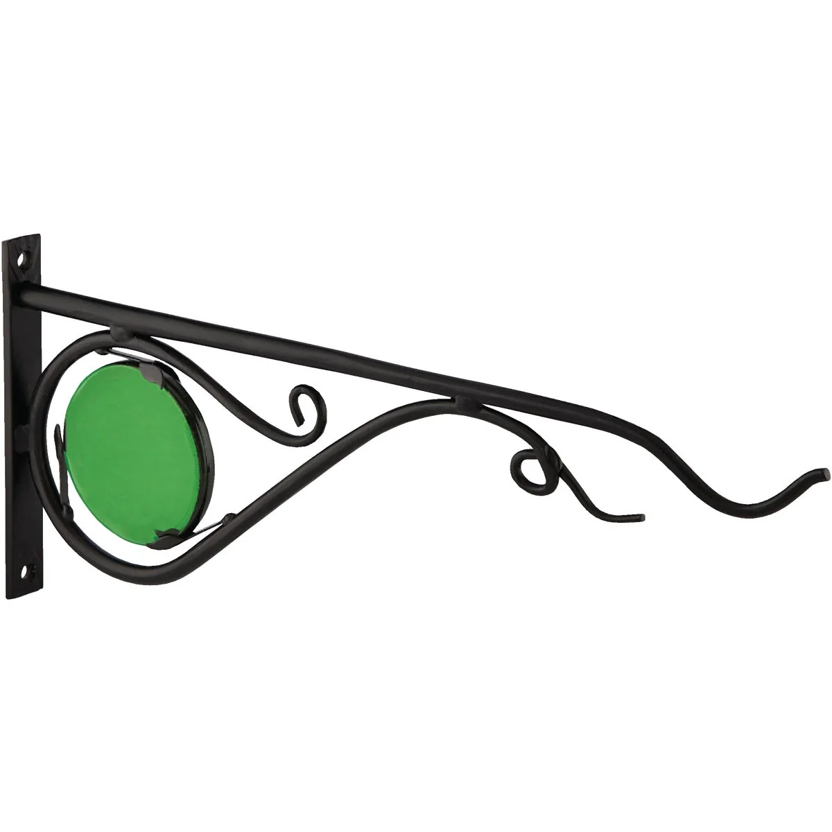 Breathable Panacea 15 In. Black w Green Stained Glass Forged Metal Decorative Hanging Plant Bracket Practical
