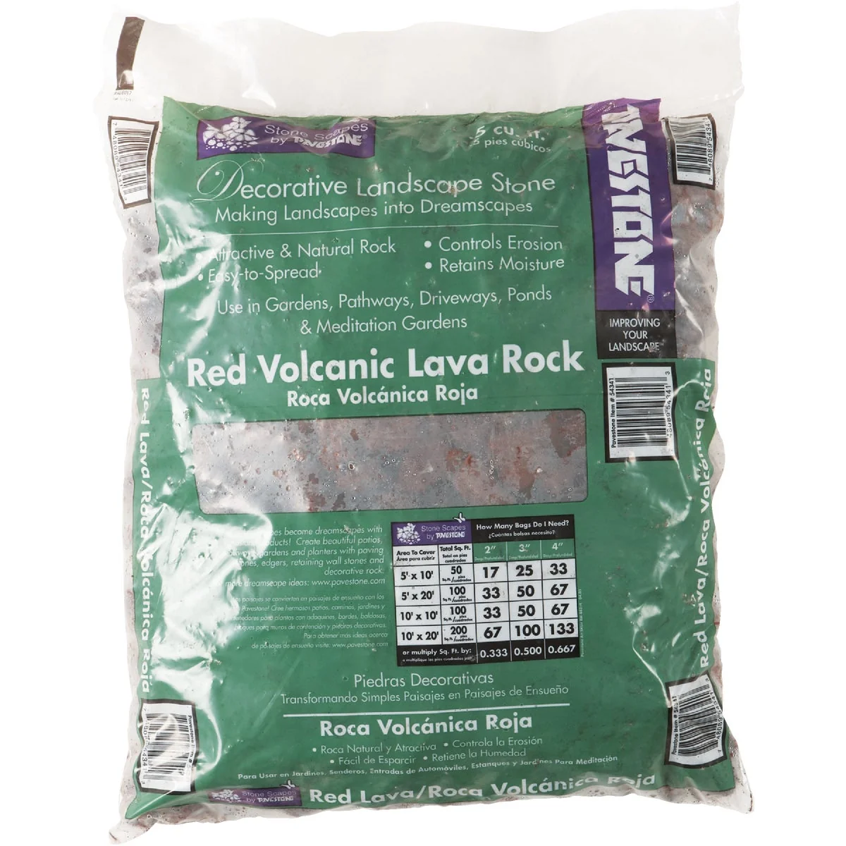 Prestigious Pavestone 0.5 Cu. Ft. Red Volcanic Rock 19 Lb. Original
