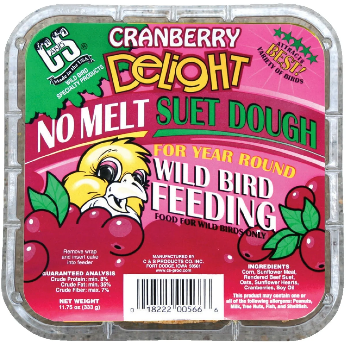Solid C S 11-3 4 Oz. Cranberry Delight Suet Dough Casual