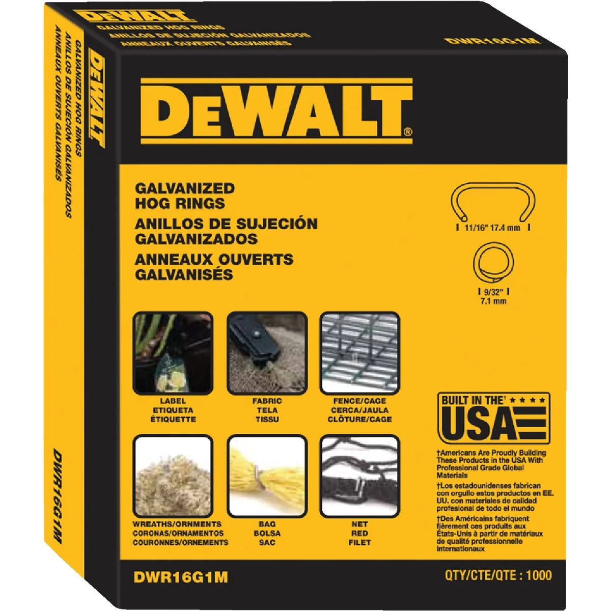 Expertly Made DeWalt Galvanized Steel Hog Ring 1000-Pack User-Friendly