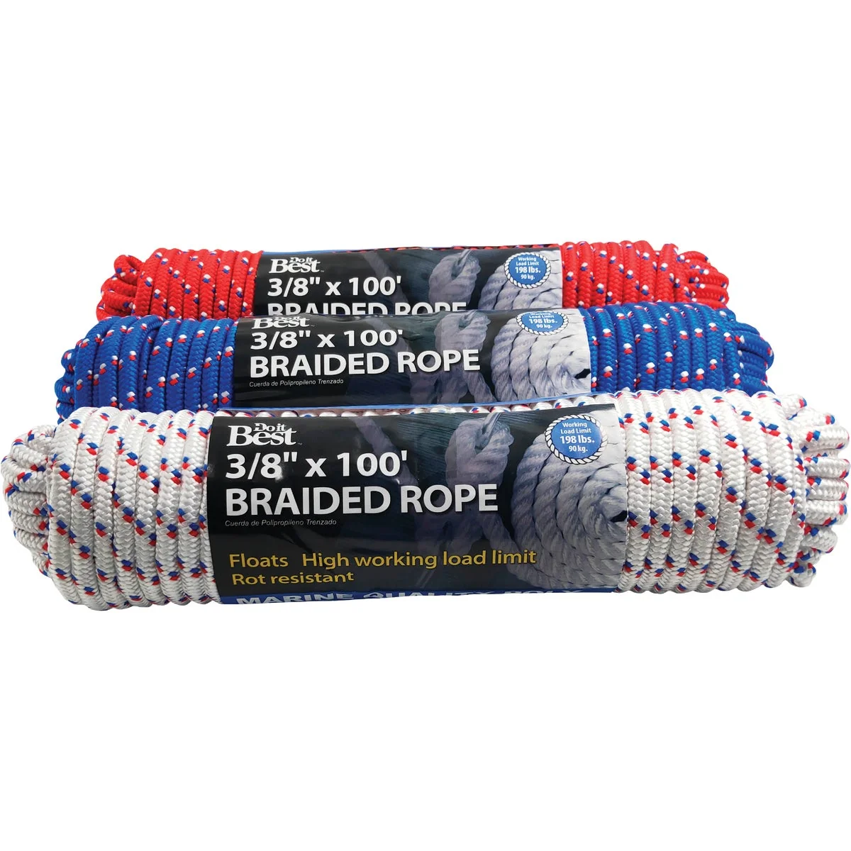 Specialty Do it 3 8 In. x 100 Ft. Assorted Colors Diamond Braided Polypropylene Packaged Rope Fine Crafted