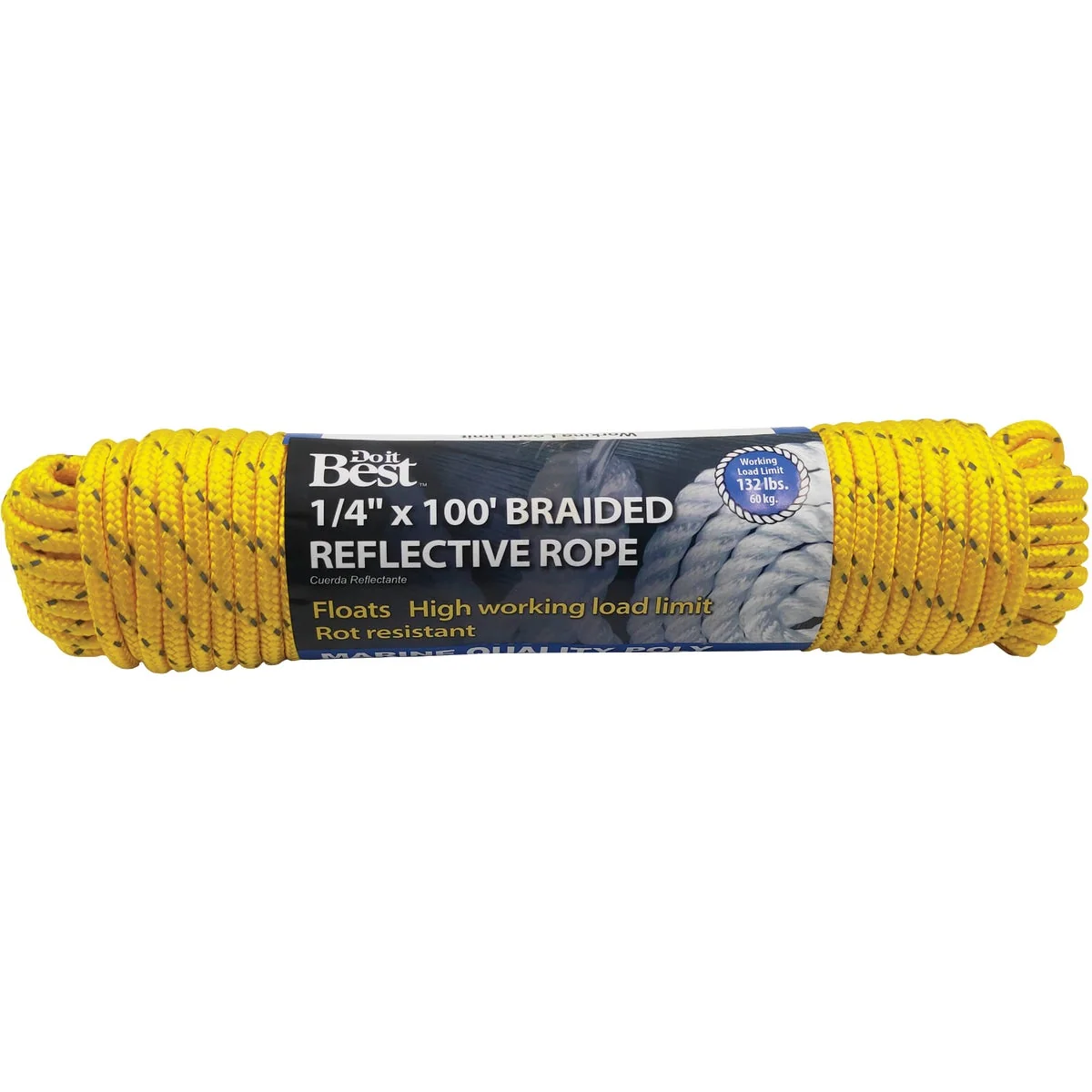 Classic Do it 1 4 In. x 100 Ft. Yellow Braided Reflective Polypropylene Packaged Rope Trendy