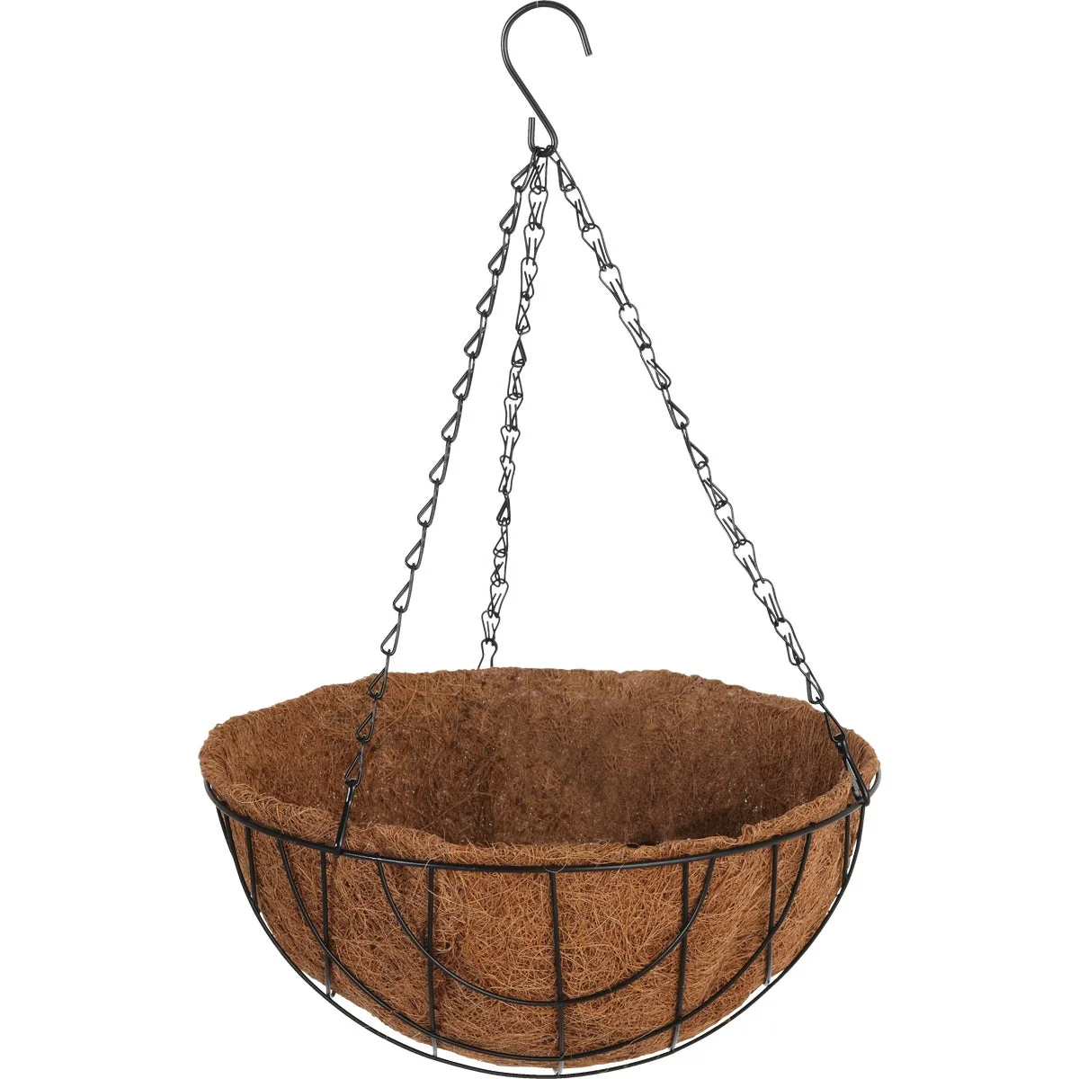 Powerful Garden 12 In. Steel Rod Black Powder Coat Hanging Plant Basket Green