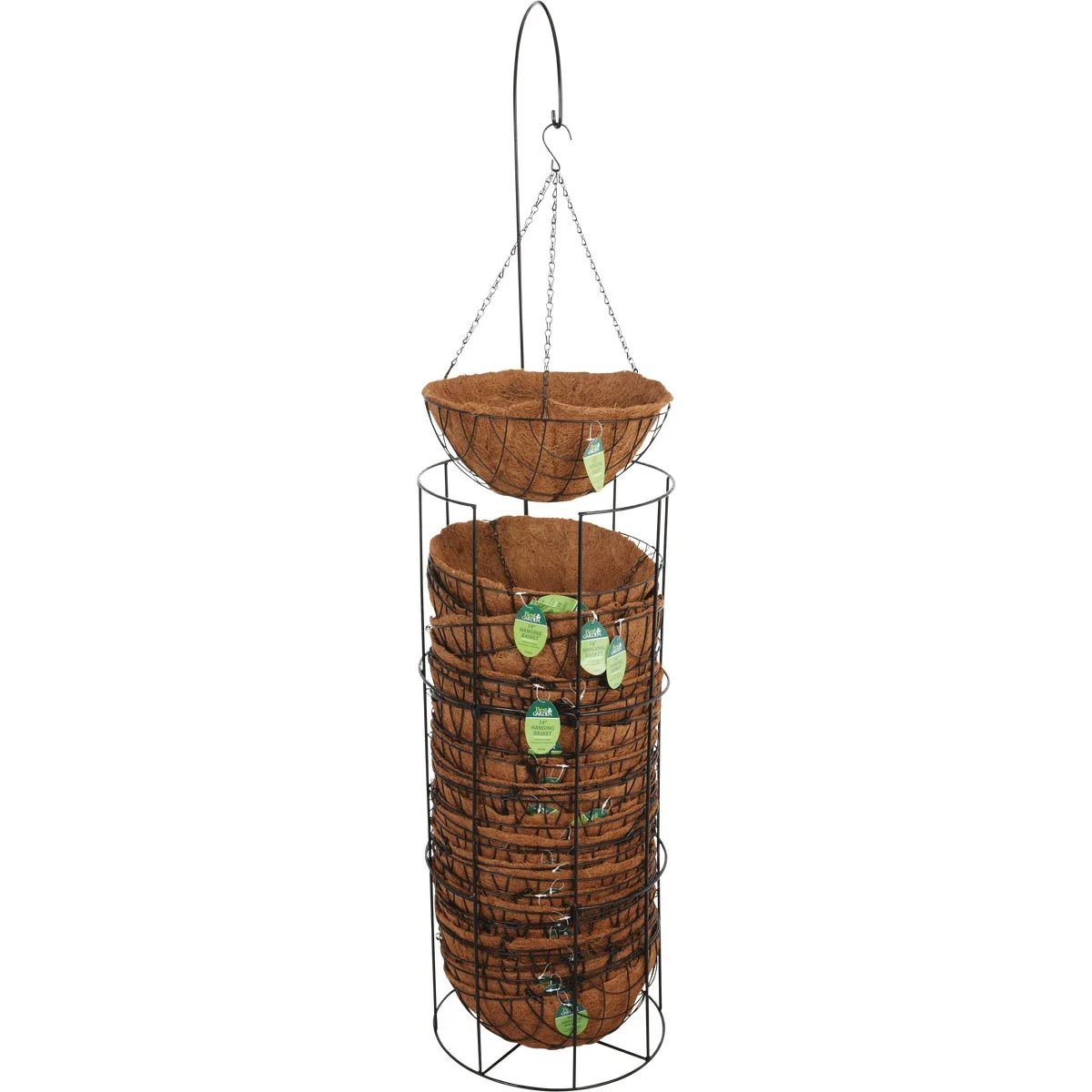 Fast Garden 14 In. Steel Rod Black Powder Coat Hanging Plant Basket Powerful