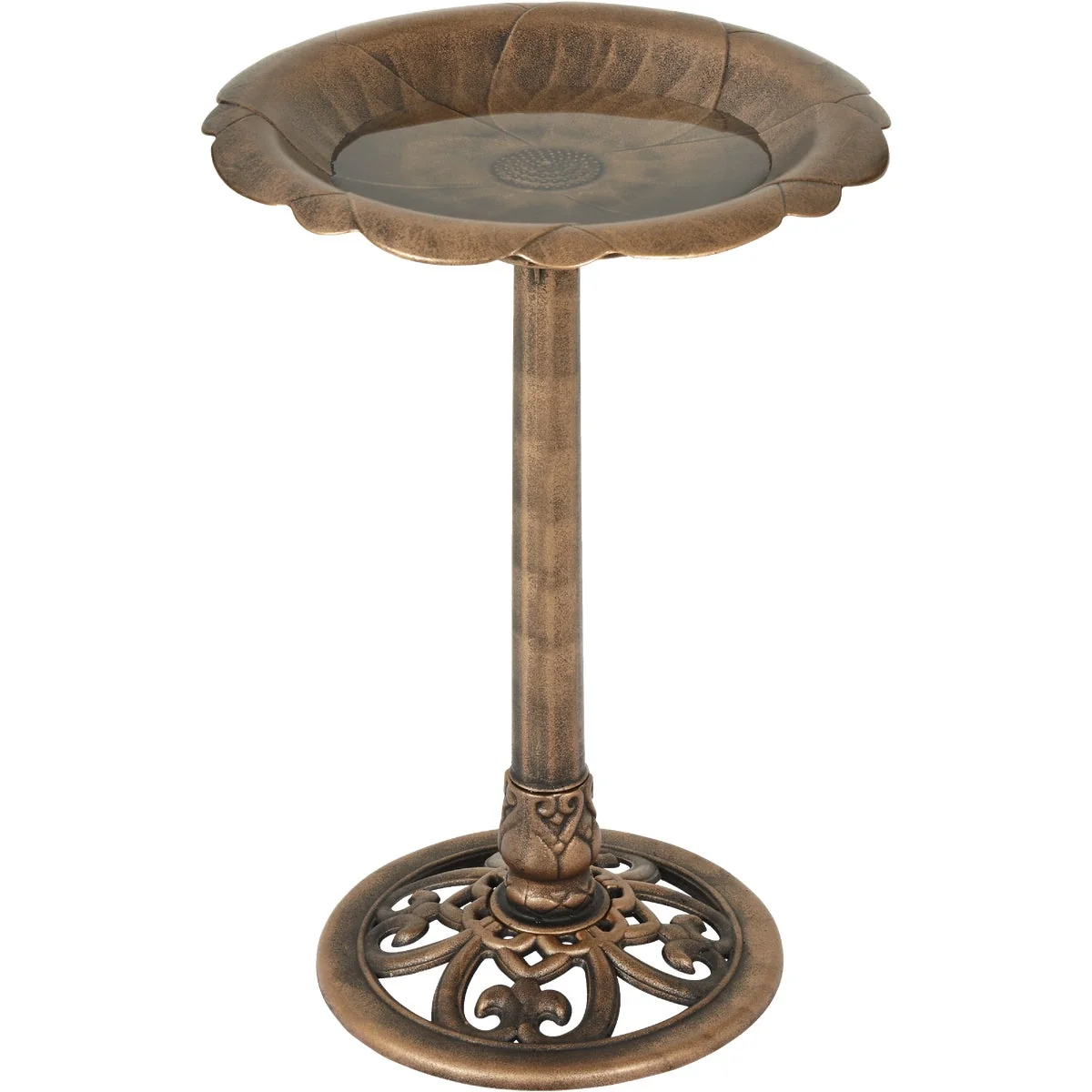 Casual Garden Antique Bronze Flower Pedestal Bird Bath Authentic