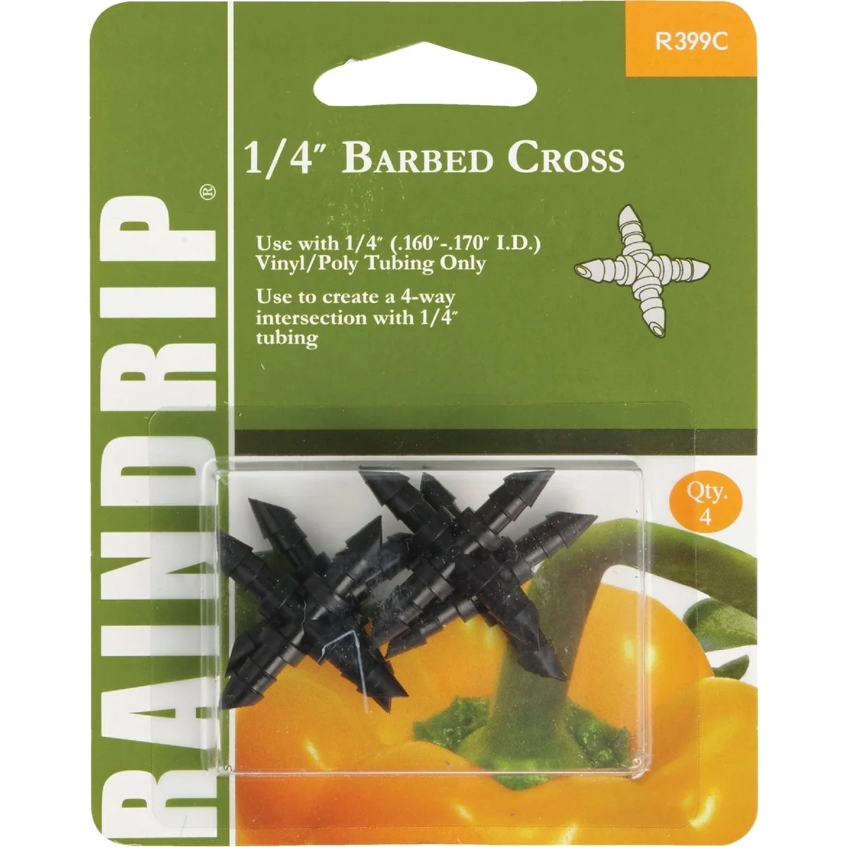 Fine Crafted Raindrip 1 4 In. Tubing Barbed Cross Coupling 4-Pack Enhanced