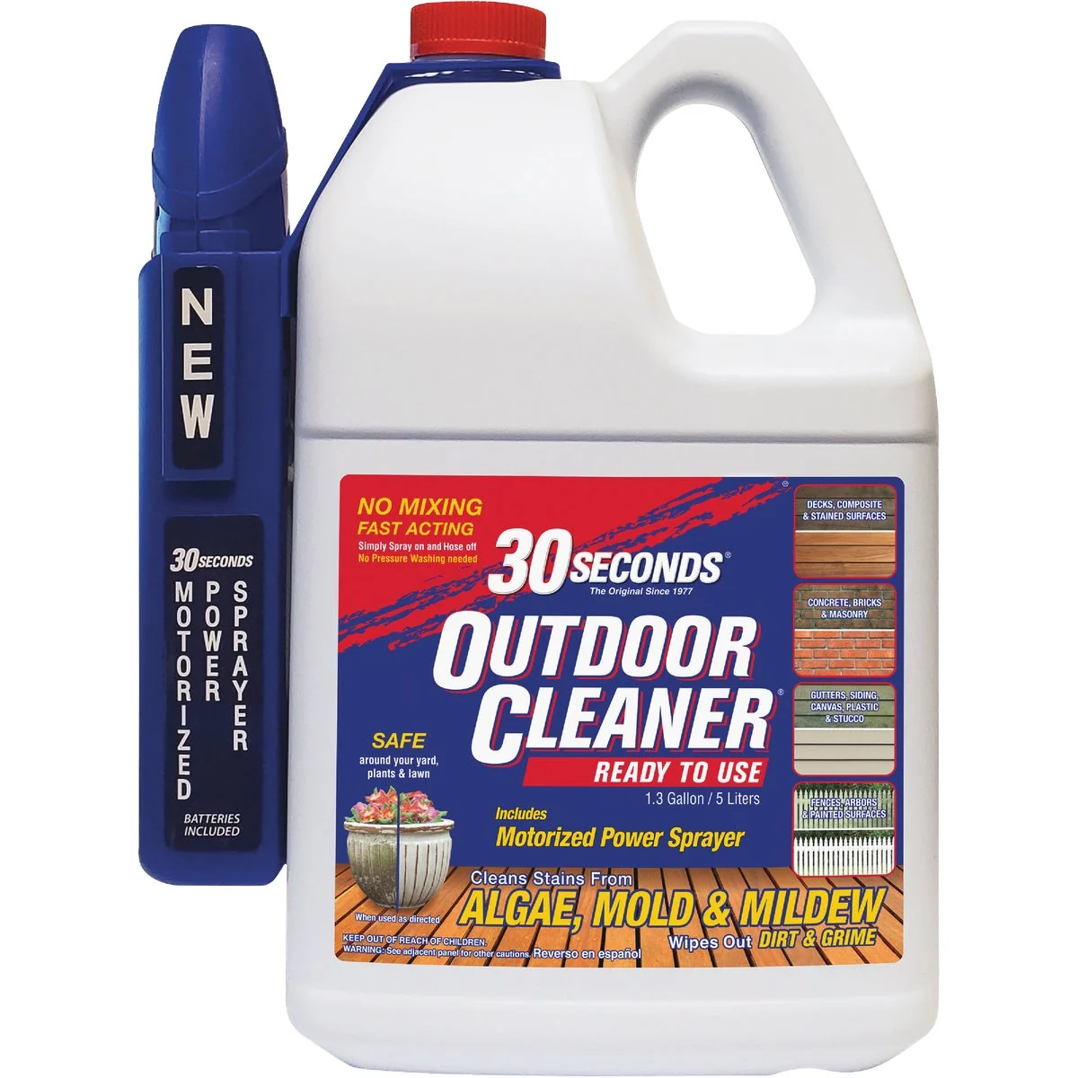 Elegant 30 seconds Outdoor Cleaner 1.3 Gal. Ready To Use Power Sprayer Algae Mold Mildew Stain Remover Solid