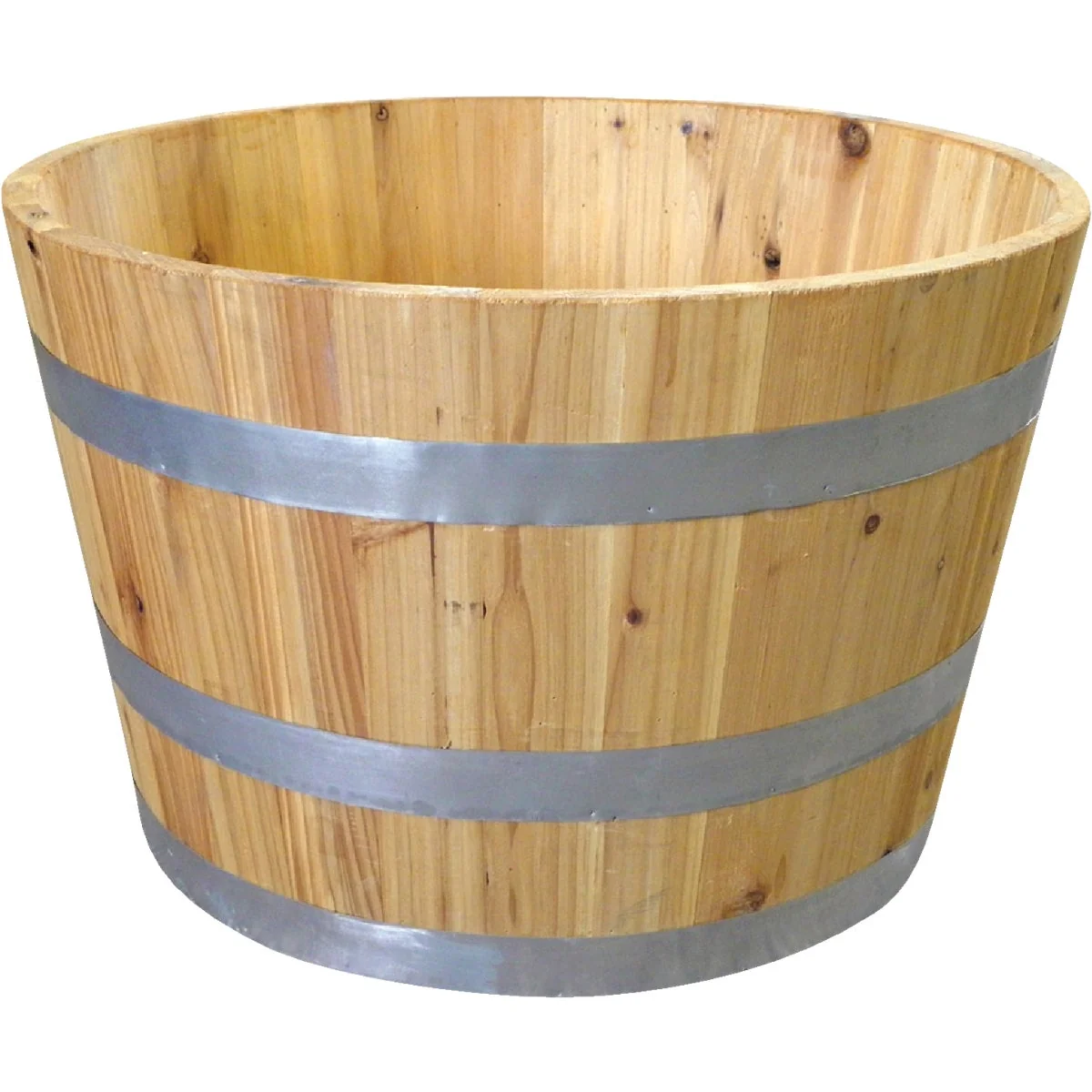 Minimalist Wood Products 26 In. Acacia Natural Barrel Planter Stylish