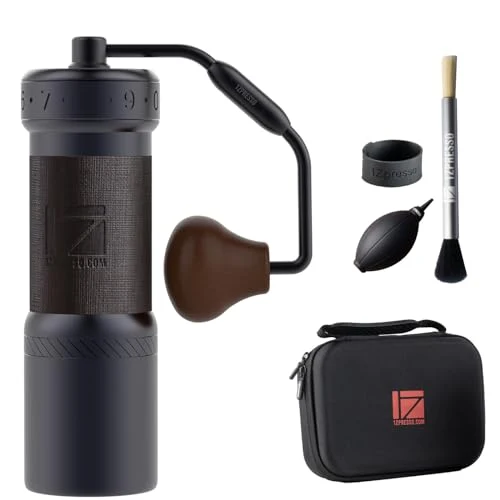Pure K Ultra Manual Coffee Grinder Iron Gray with Carrying Case Organic