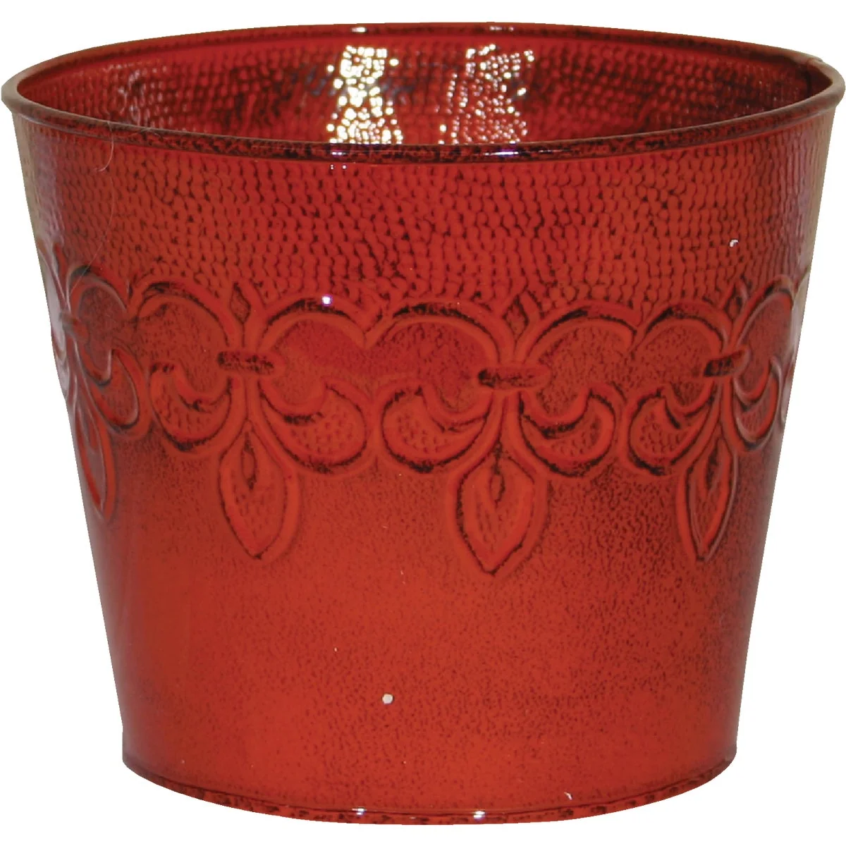 Consistent Robert Allen Fleur De Lis 6 In. Metal Cayenne Red Planter Expertly Made