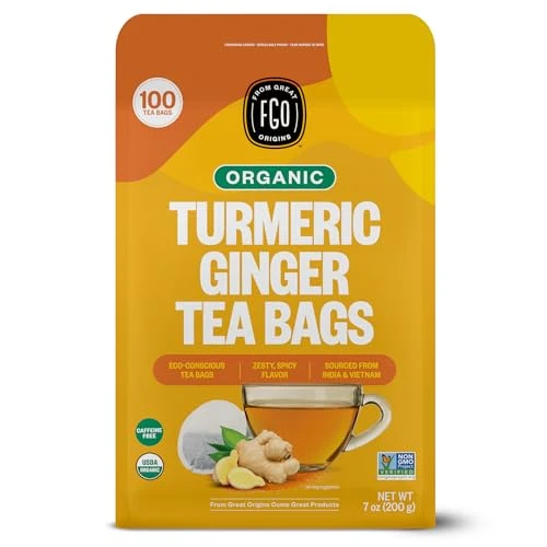High-Quality Organic Turmeric Ginger Tea 100 Count Sophisticated