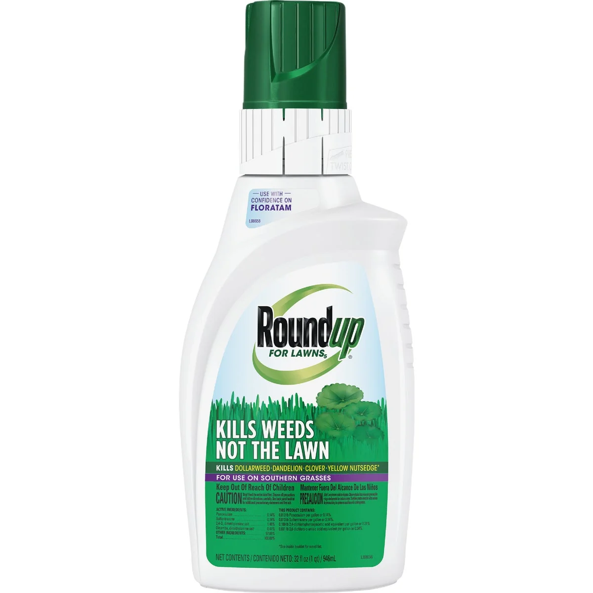 Expertly Made Roundup For Lawns 32 Oz. Concentrate Southern Formula Weed Killer Specialty