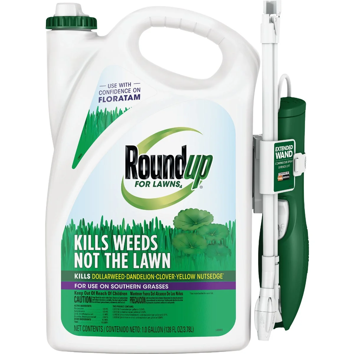 Breathable Roundup For Lawns 1 Gal. Ready To Use Wand Sprayer Southern Formula Weed Killer Green
