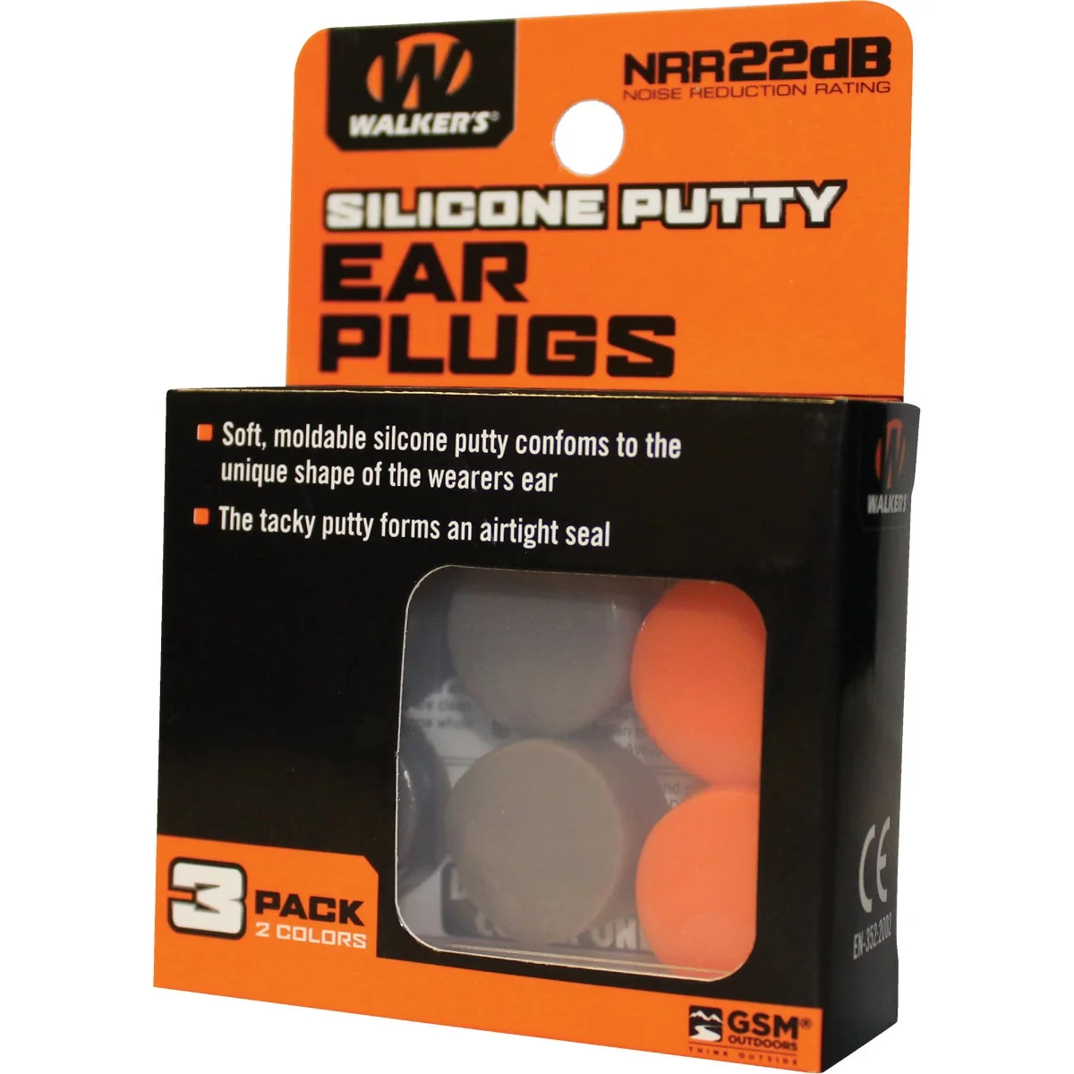 Eco-Friendly Walker’s Silicone Putty Orange Dark Earth Ear Plugs 3-Pair Premium