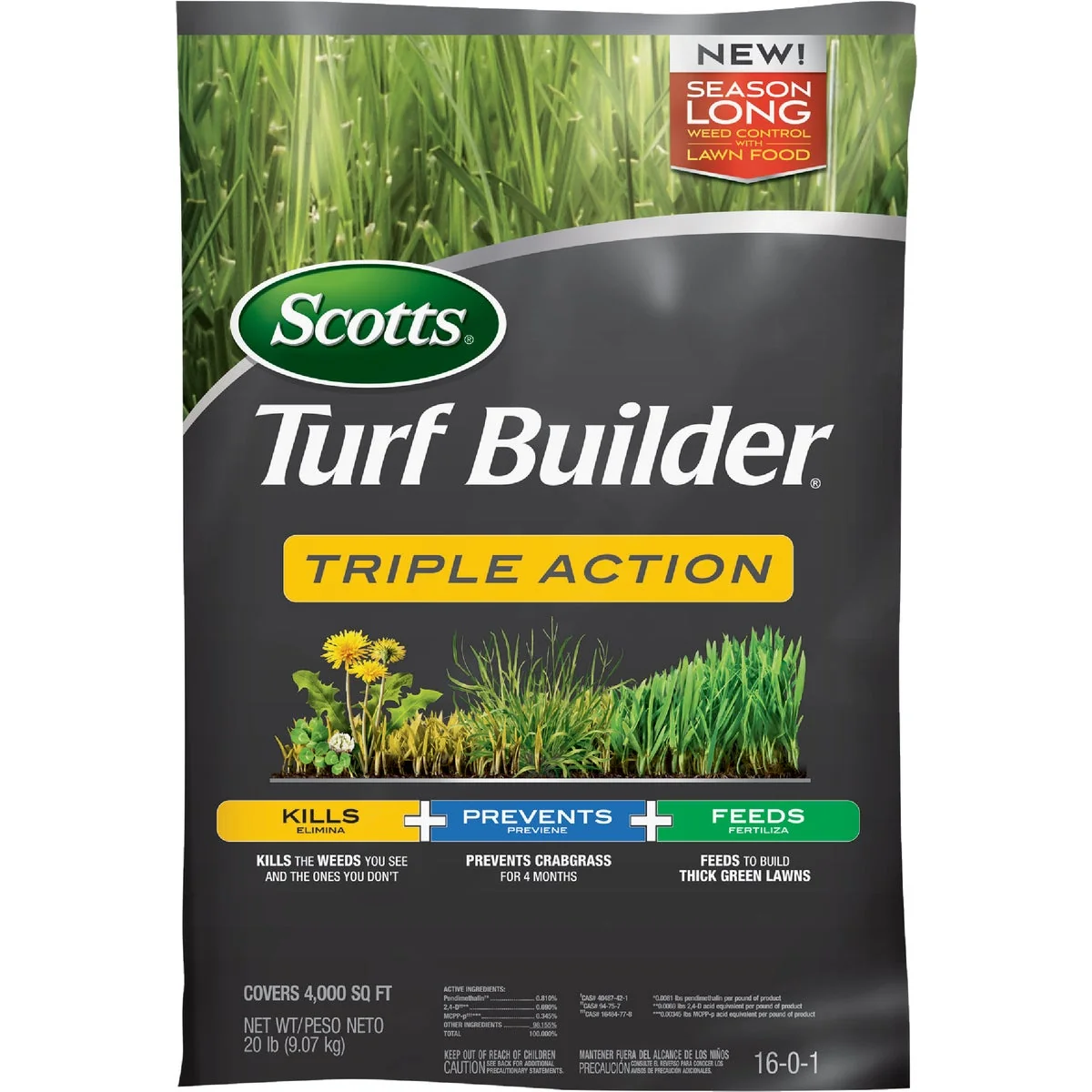 Lightweight Scotts Turf Builder Triple Action 50 Lb. 10 000 Sq. Ft. Lawn Fertilizer with Weed Killer Sophisticated