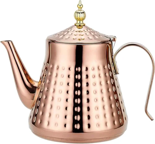Selected 1.2L 40oz Stainless Steel Hammer Patterned Teapot With Removeable Infuser Loose leaf cover Copper Innovative