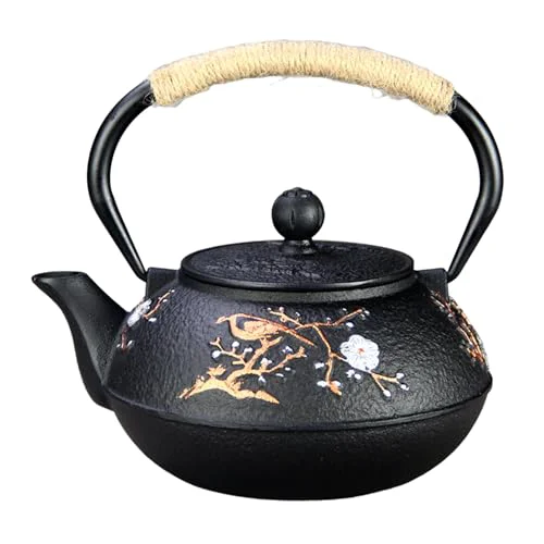 Elite Cast Iron Teapot SECHUDO Teapot for Stovetop Safe Coated with Enameled Interior Eco-Friendly