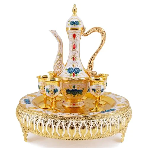 Crafted Turkish Tea Coffee Cup and Pot Set Including Teapot Fashionable