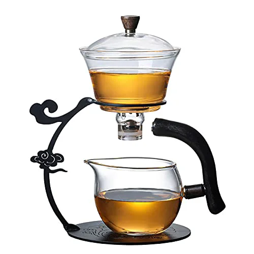 Powerful Glass Teapot Set Semi Automatic Drip Rotating with Infuser Lazy Kungfu Tea pot Set Next-Generation