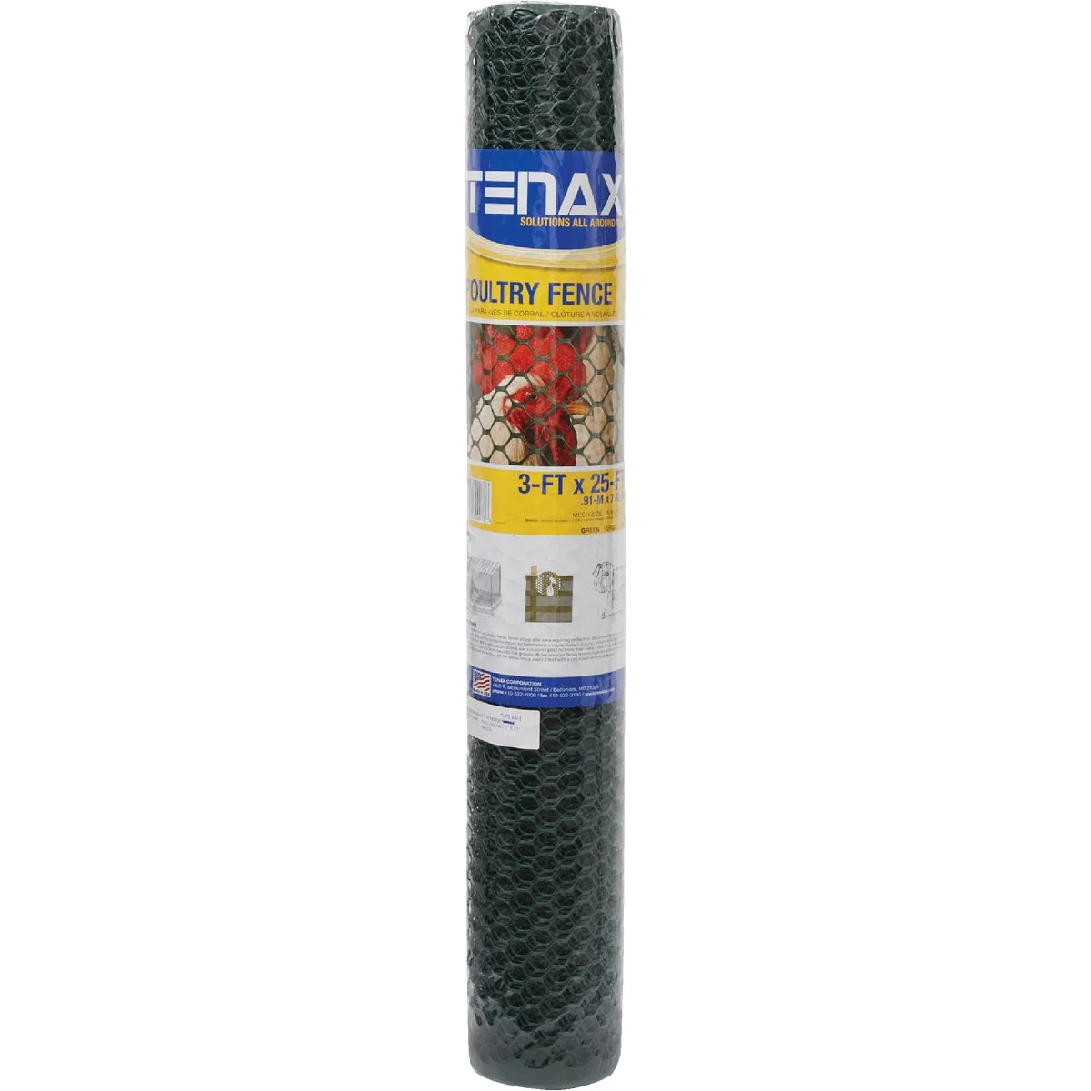 Minimalist Tenax 3 4 In. x 3 Ft. H. x 25 Ft. L. Hexagonal Plastic Poultry Netting Fence Green Advanced