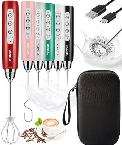 Advanced Red Rechargeable Milk Frother for Coffee Comfortable