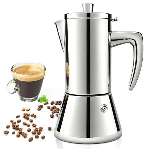 Smooth 304 Thickened Stainless Steel Uncoated 4 Cup Moka Pot Coffee Maker Trusted