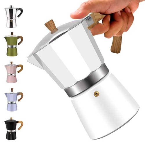 Official 12 Cup Aluminum Moka Pot Classic Stovetop Espresso Coffee Maker 600ml 20oz Coffeemaker Percolator Mocha Express Preferred Cafe Makers for Italian and Cuban Café Brewing White Casual