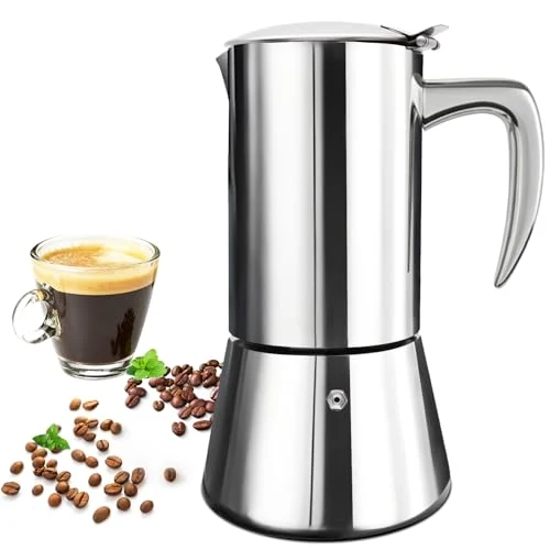 Stylish 304 Thickened Stainless Steel Uncoated 2 Cup Moka Pot 100ml 3.3oz Flexible