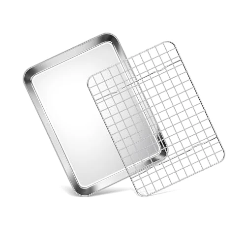 Versatile Toaster Oven Pan with Rack 2 Count Reliable