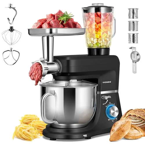 Long-Lasting 6-in-1 Stand Mixer 8.5-Quart Tilt-Head Mixer 10 Speeds Black Comfortable