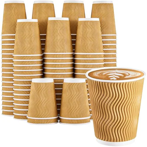 Selected 150 Pack 8 oz Disposable Paper Coffee Cups Insulated Champagne 150 Count Innovative