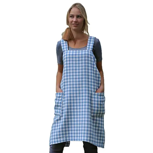 Artisan Women’s Pinafore Square Apron Baking Cooking Gardening Works Cross Back Cotton High-Quality