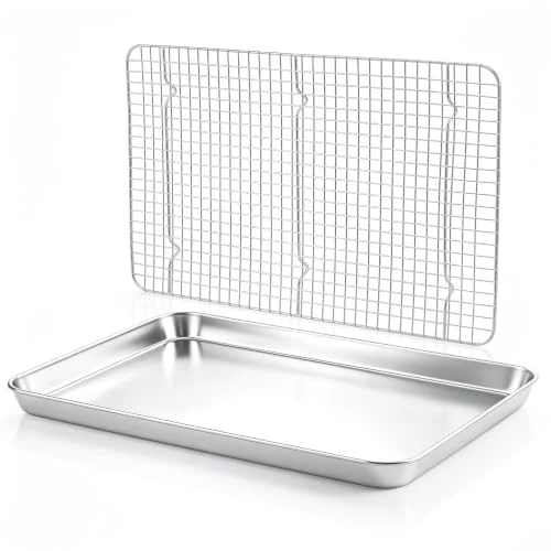Durable Large Baking Sheet with Wire Rack 2 Count Trusted