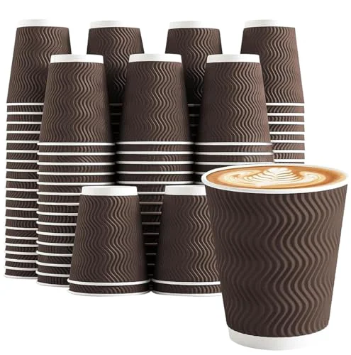 Top-Quality 150 Pack 8 oz Disposable Paper Coffee Cups Insulated Brown 150 Count Clean