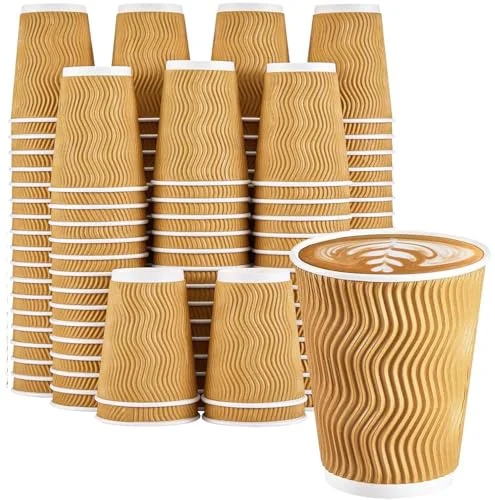 Reliable 120 Pack 10 oz Insulated Disposable Paper Coffee Cups Champagne 120 Count Original Design