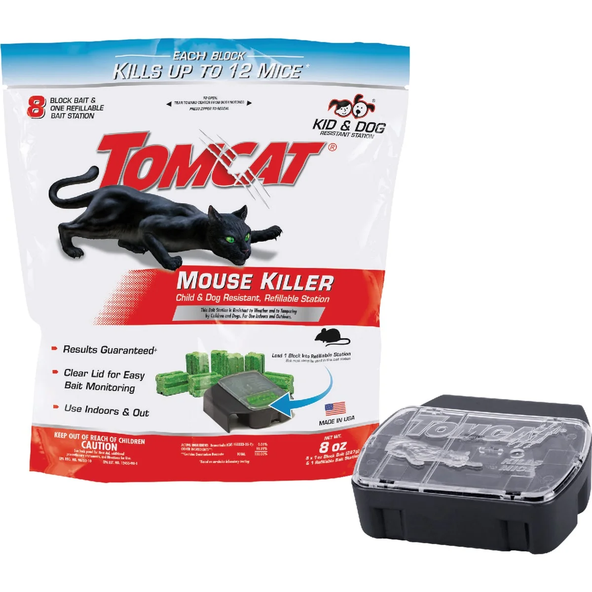 Certified Tomcat Mouse Killer I Refillable Mouse Bait Station 8-Refill Optimized