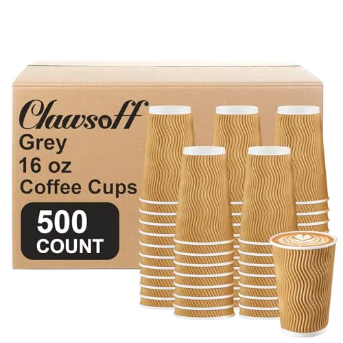 Secure 500 Pack 16oz Insulated Disposable Paper Coffee Cups Champagne 500 Count Durable